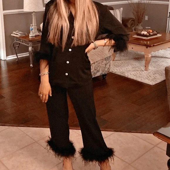 Black Pajamas with feathers - Picture 1 of 1